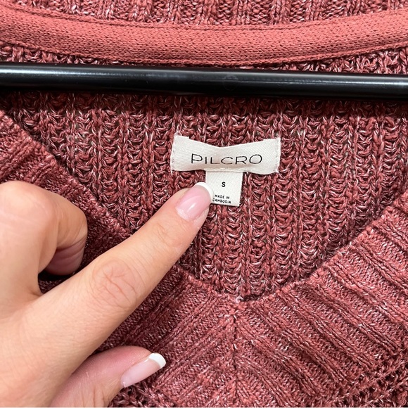 NWT Anthropologie PILCRO Slouchy V-Neck Sweater - Brown size small - Picture 5 of 11